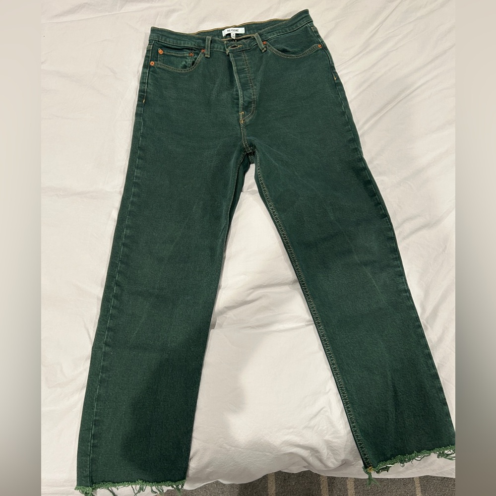 Women’s Re/Done green denim. Size 30. Perfect for spring